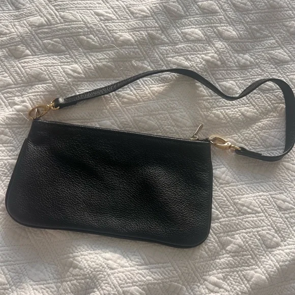 Jimmy Choo Black Leather Clutch with Gold Accents - Picture 3 of 9